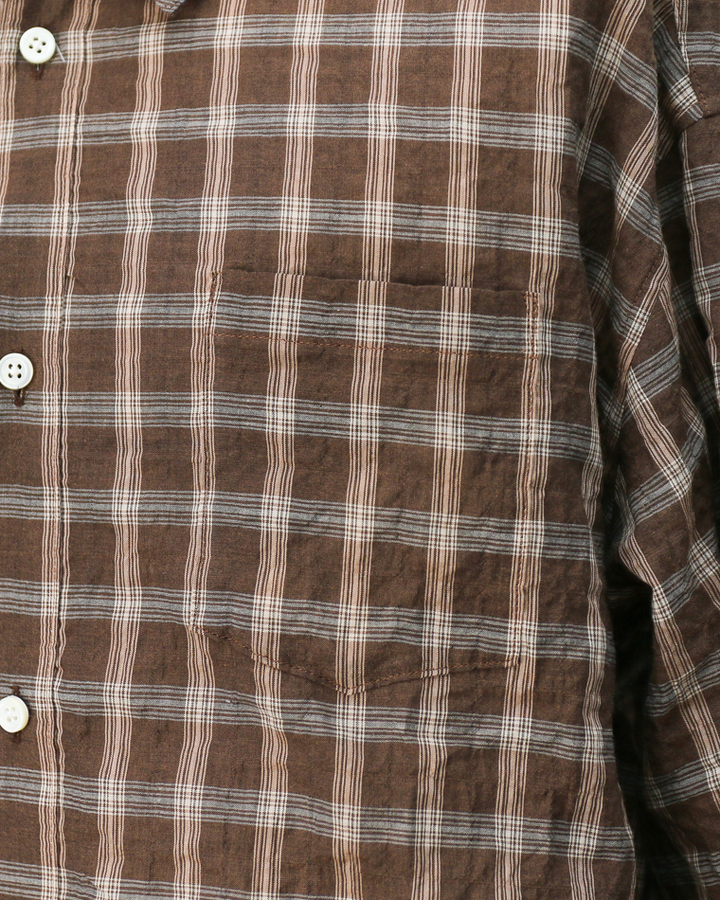 MASTER&amp;CO マスターアンドコー SHIRRING GRAPH CHECK WIDE PLAIN SHIRT Brown