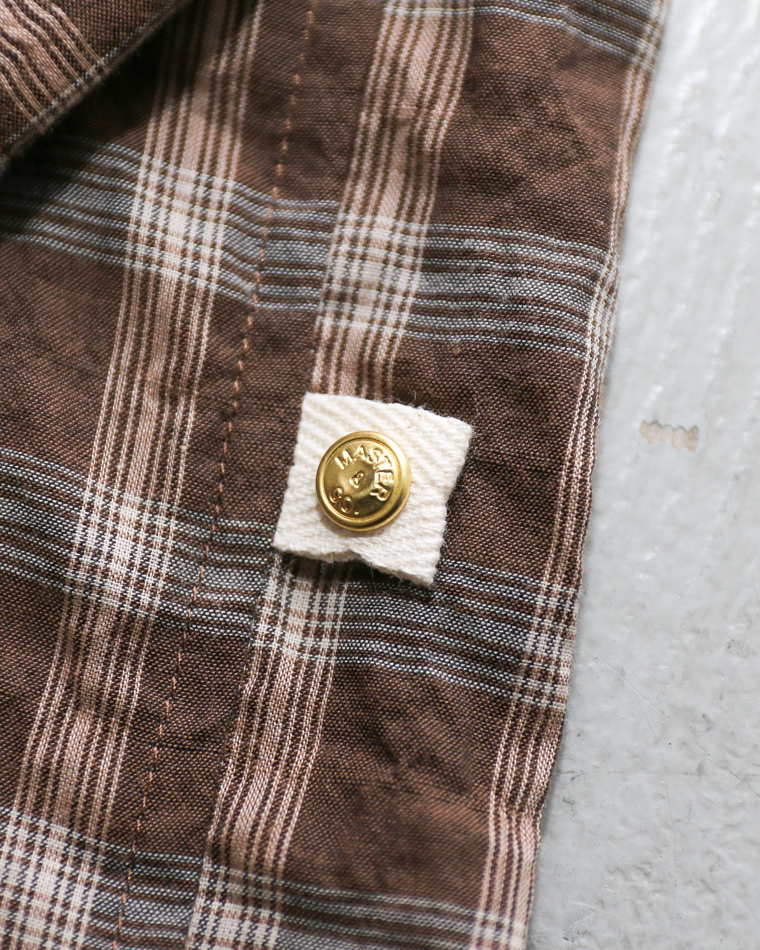 MASTER&amp;CO マスターアンドコー SHIRRING GRAPH CHECK WIDE PLAIN SHIRT Brown