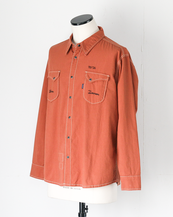 TURN ME ON ターンミーオン Embroidered Western shirt Brick