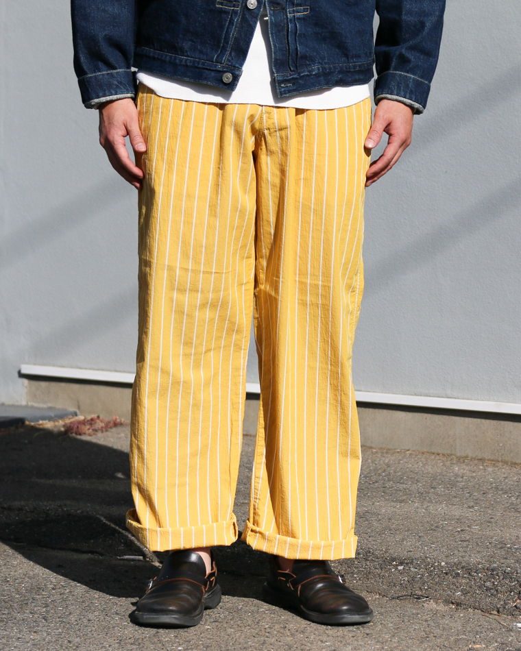 MASTER&amp;CO MC1672 Cotton Stripe Drawstring Pants Yellow