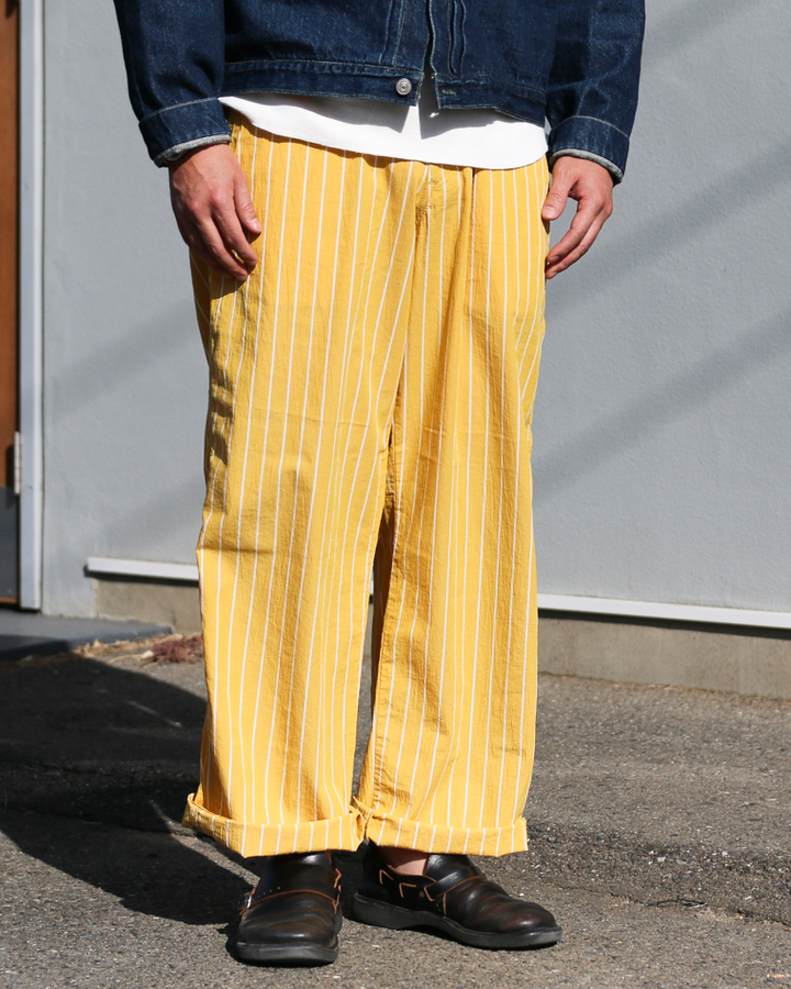 MASTER&amp;CO MC1672 Cotton Stripe Drawstring Pants Yellow