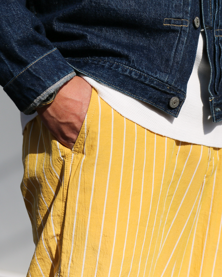 MASTER&amp;CO MC1672 Cotton Stripe Drawstring Pants Yellow