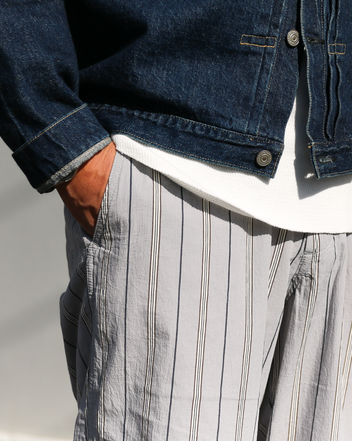 MASTER&amp;CO MC1672 Cotton Stripe Drawstring Pants Grey