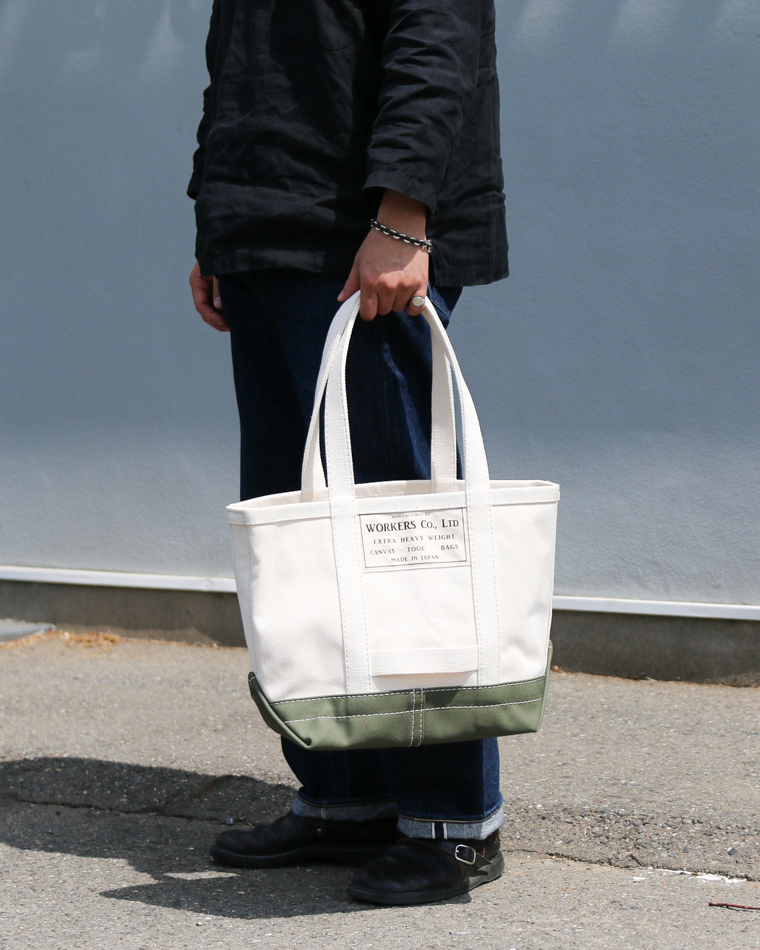 WORKERS Tool Bag, Medium-Long Handle, Ecru × Olive