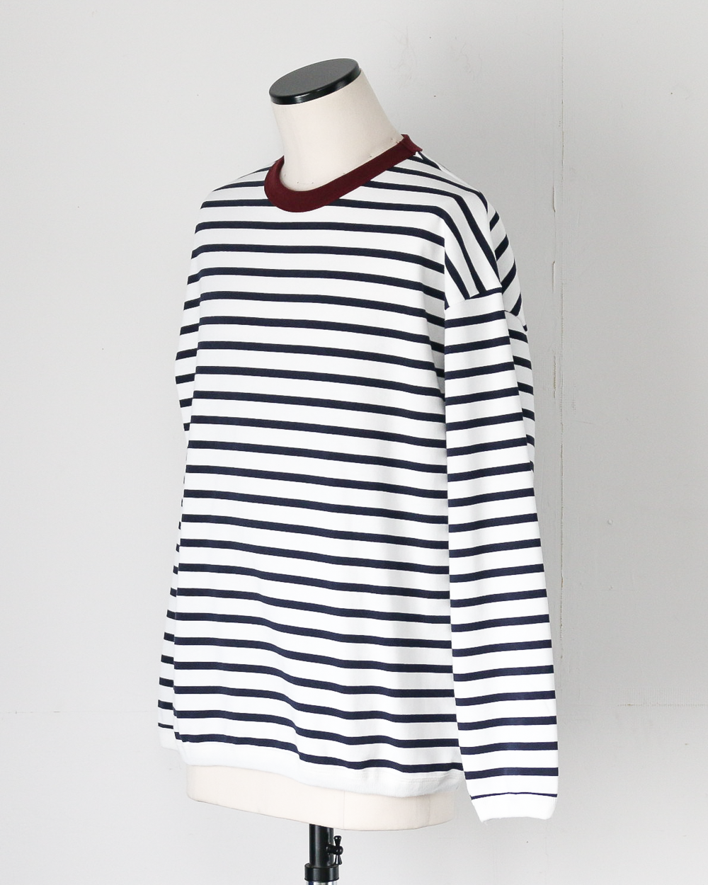 melple メイプル The American Ringer Tee, Wine×Natural Border