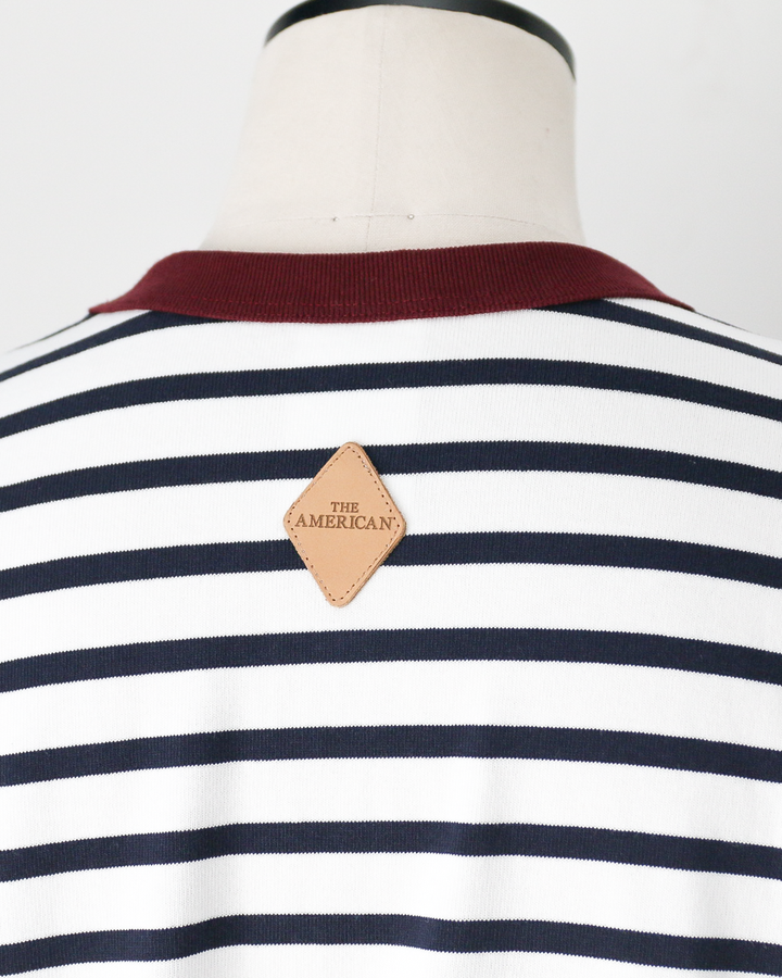 melple メイプル The American Ringer Tee, Wine×Natural Border