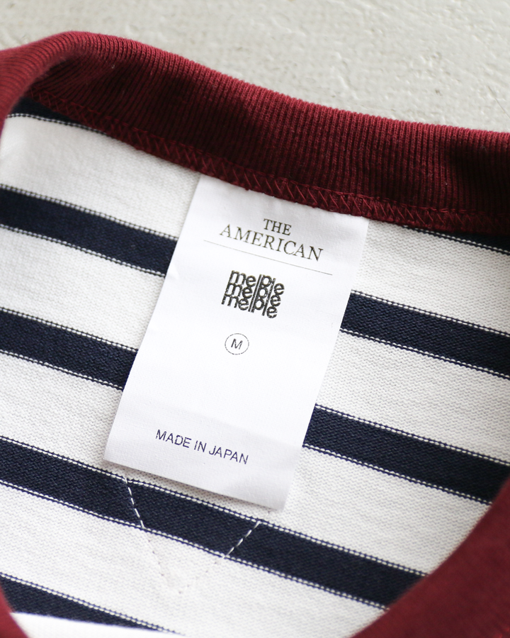 melple メイプル The American Ringer Tee, Wine×Natural Border