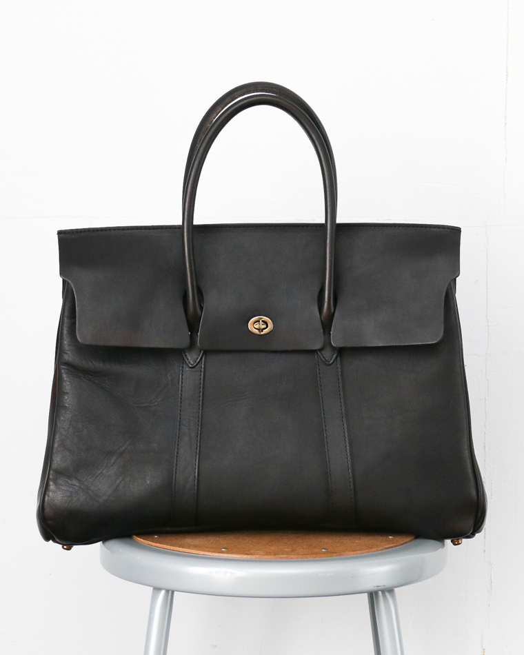 VASCO VS-270L LEATHER SADDLE TOTE BAG Black