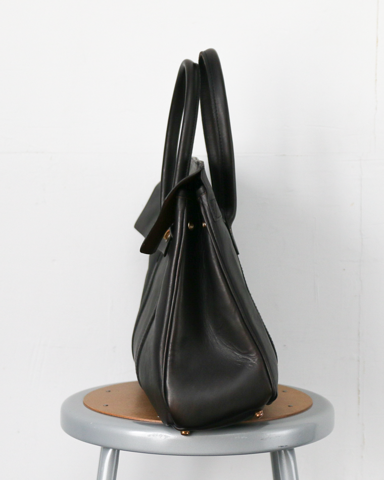VASCO VS-270L LEATHER SADDLE TOTE BAG Black