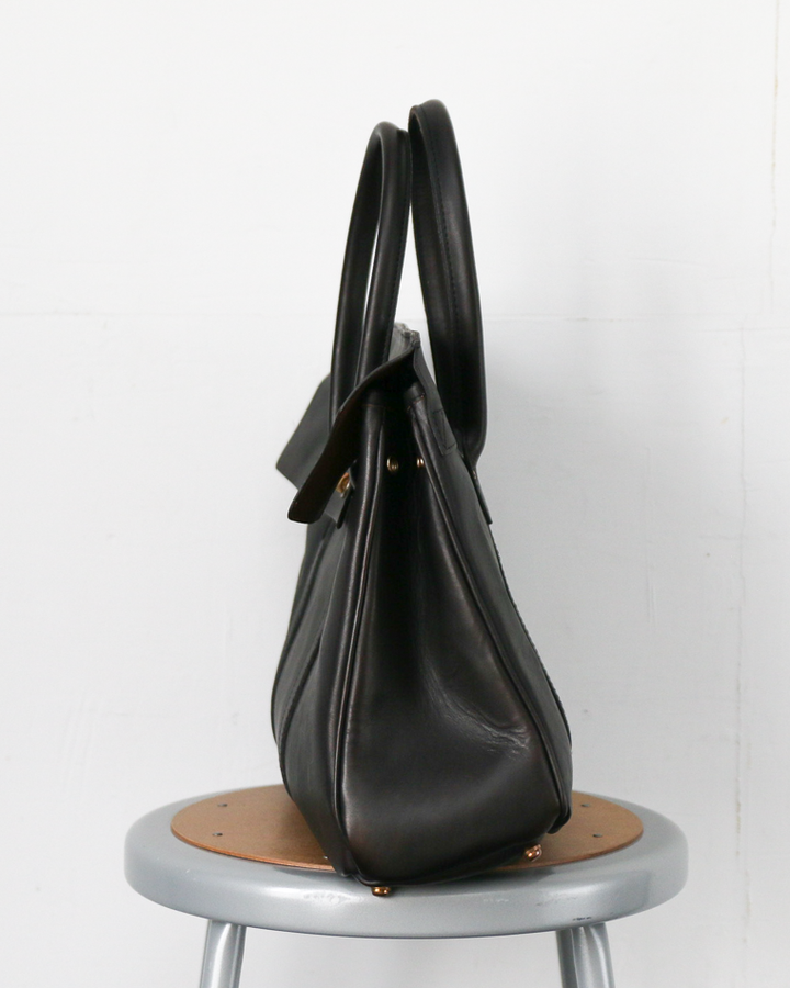 VASCO VS-270L LEATHER SADDLE TOTE BAG Black
