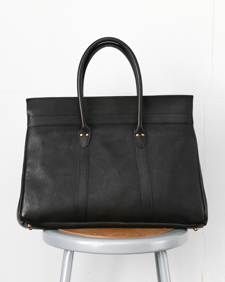 VASCO VS-270L LEATHER SADDLE TOTE BAG Black
