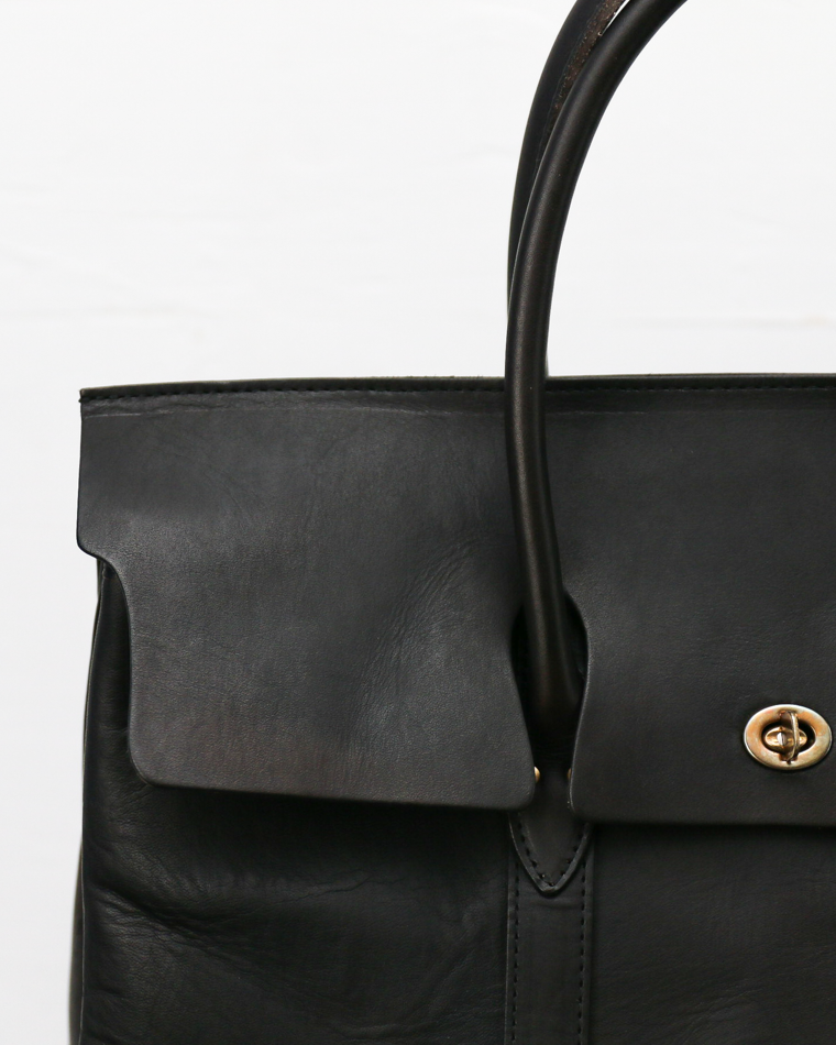 VASCO VS-270L LEATHER SADDLE TOTE BAG Black