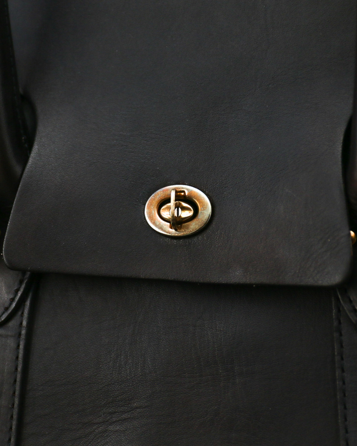 VASCO VS-270L LEATHER SADDLE TOTE BAG Black