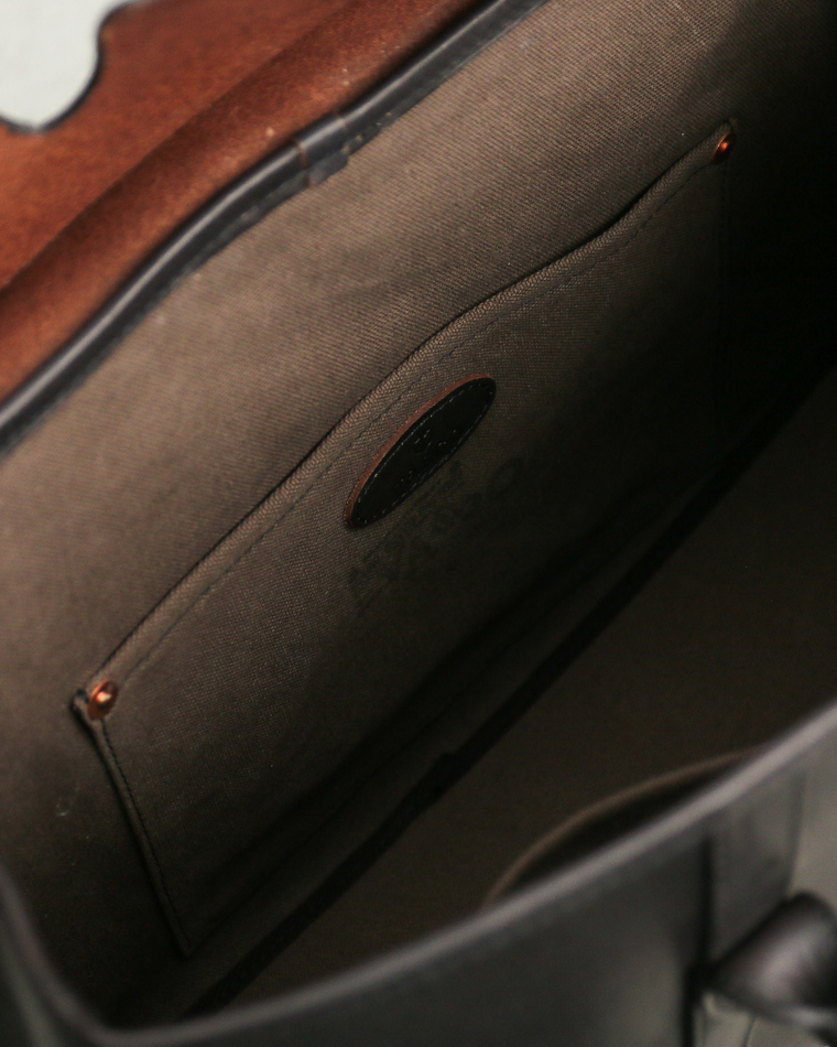 VASCO VS-270L LEATHER SADDLE TOTE BAG Black