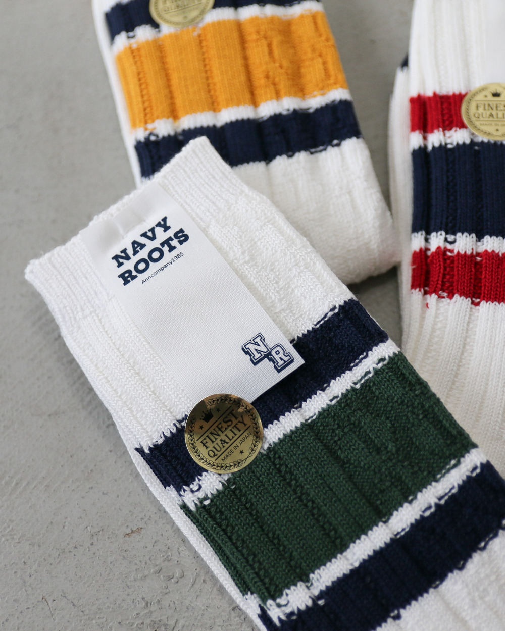 NAVY ROOTS ネイビールーツ Cable Border Socks