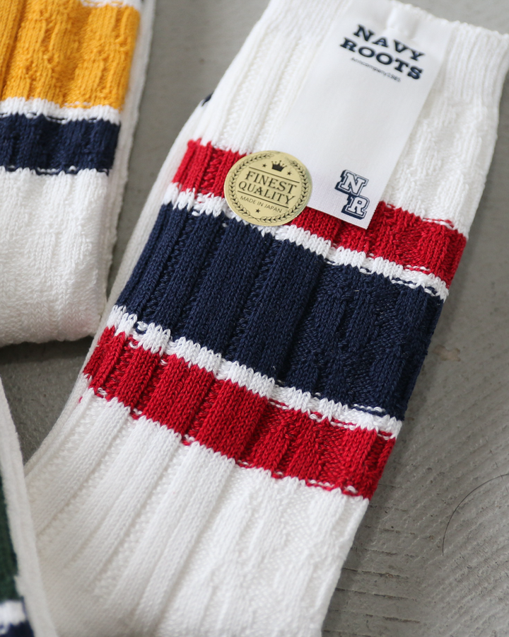 NAVY ROOTS ネイビールーツ Cable Border Socks