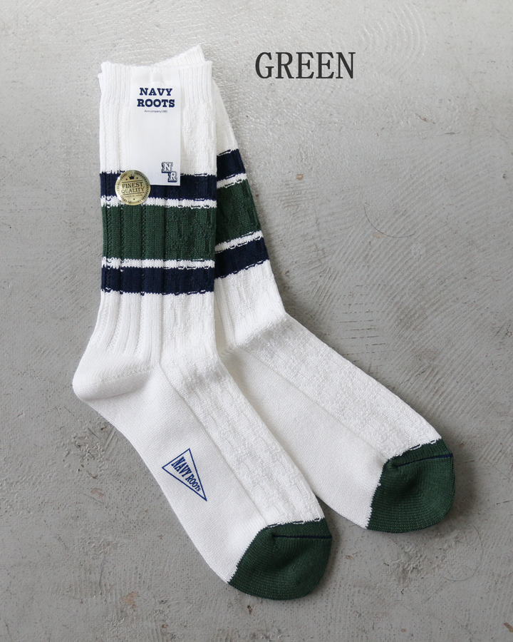 NAVY ROOTS ネイビールーツ Cable Border Socks