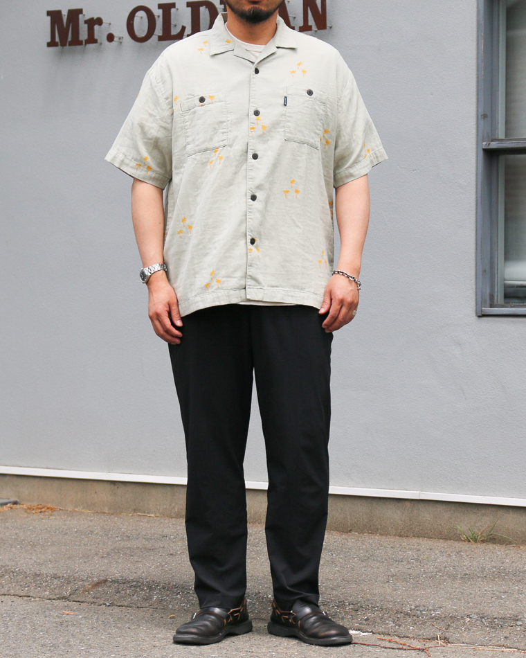 TURN ME ON Palm Tree Cotton Gauze Open collar Shirt Green