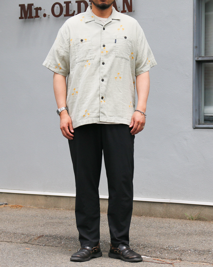 TURN ME ON Palm Tree Cotton Gauze Open collar Shirt Green