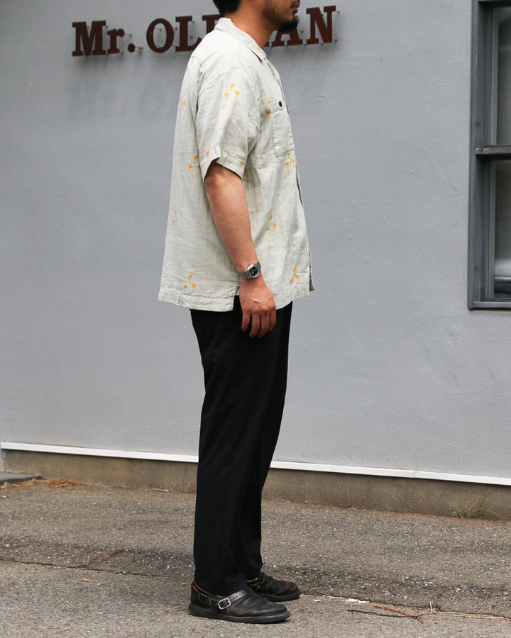 TURN ME ON Palm Tree Cotton Gauze Open collar Shirt Green