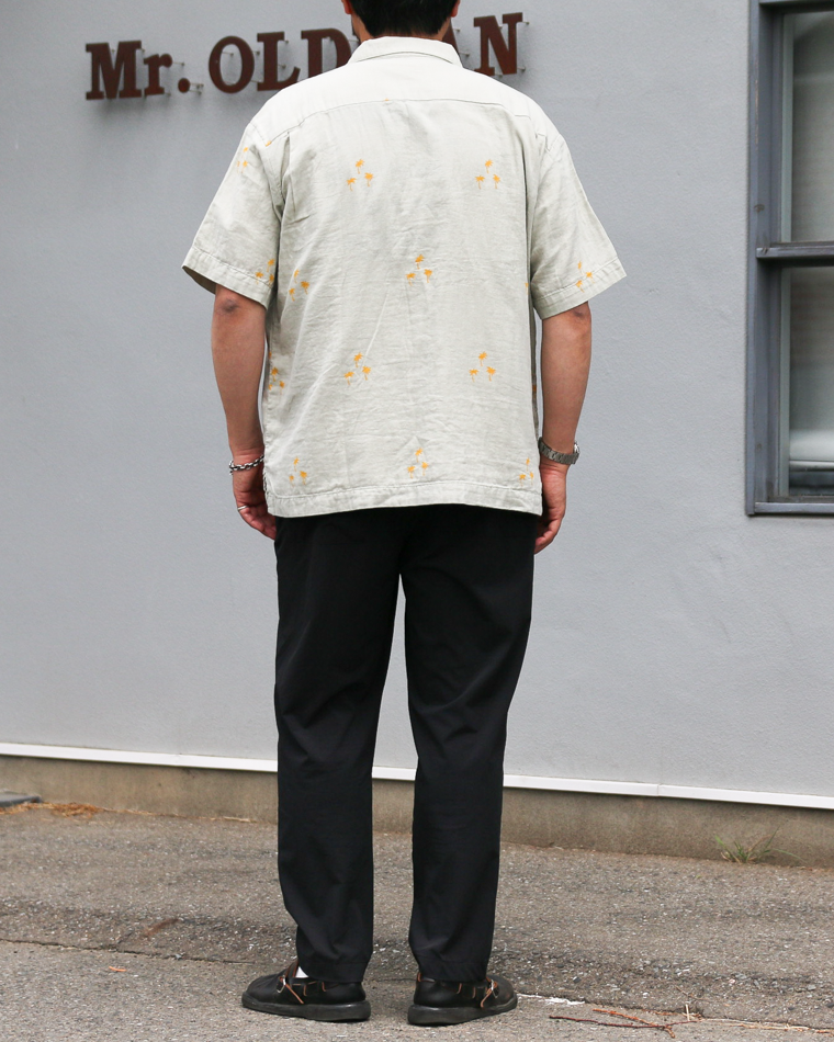TURN ME ON Palm Tree Cotton Gauze Open collar Shirt Green