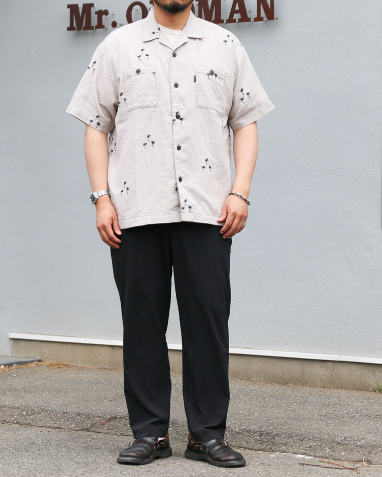 TURN ME ON Palm Tree Cotton Gauze Open collar Shirt Gray