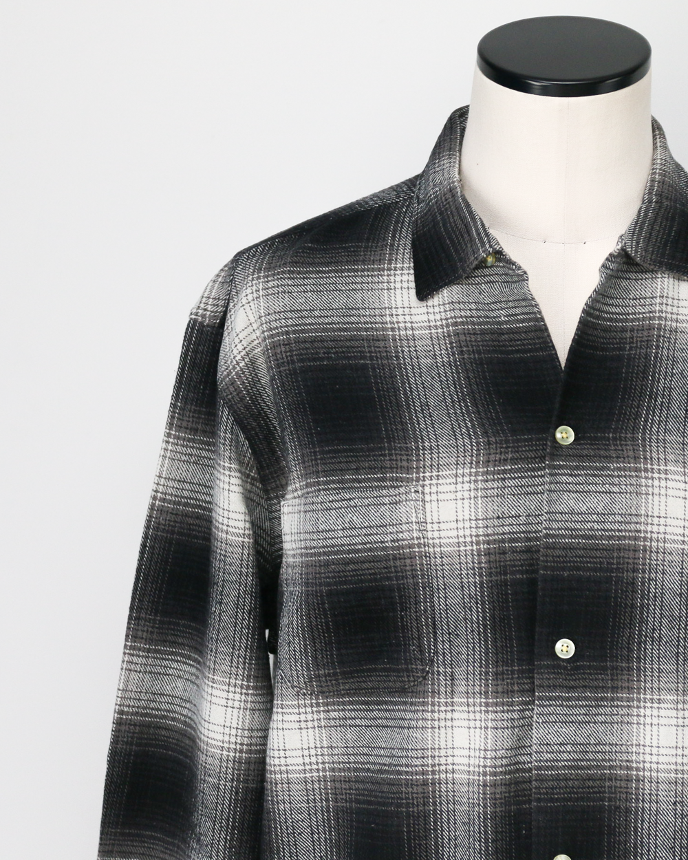 TOWN CRAFT タウンクラフト tc24f018 Flannel Check Loop Collar Shirt Off White