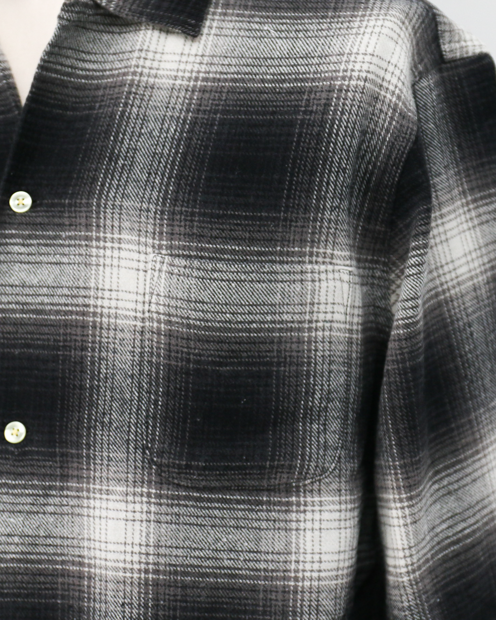 TOWN CRAFT タウンクラフト tc24f018 Flannel Check Loop Collar Shirt Off White