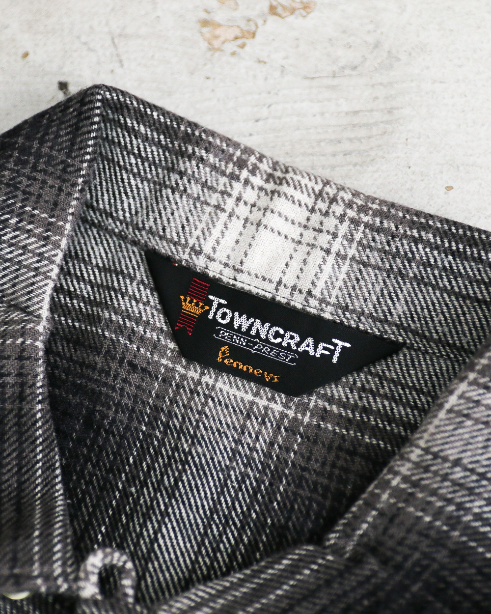 TOWN CRAFT タウンクラフト tc24f018 Flannel Check Loop Collar Shirt Off White
