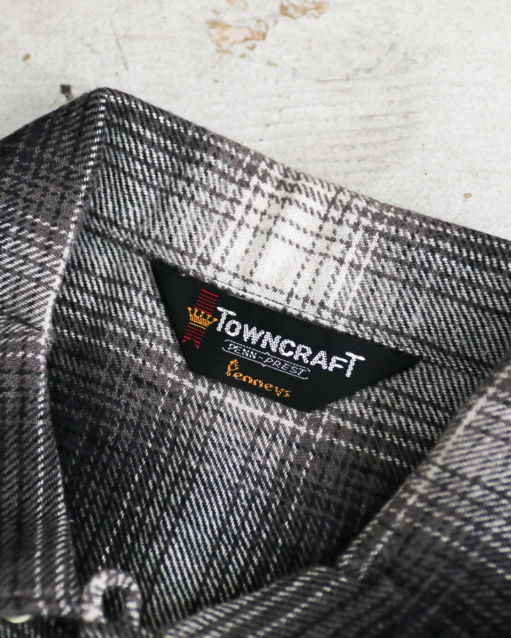 TOWN CRAFT タウンクラフト tc24f018 Flannel Check Loop Collar Shirt Off White