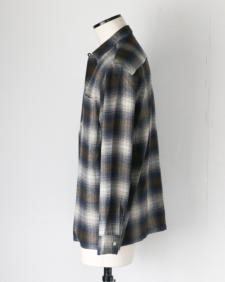 TOWN CRAFT タウンクラフト tc24f018 Flannel Check Loop Collar Shirt Brown