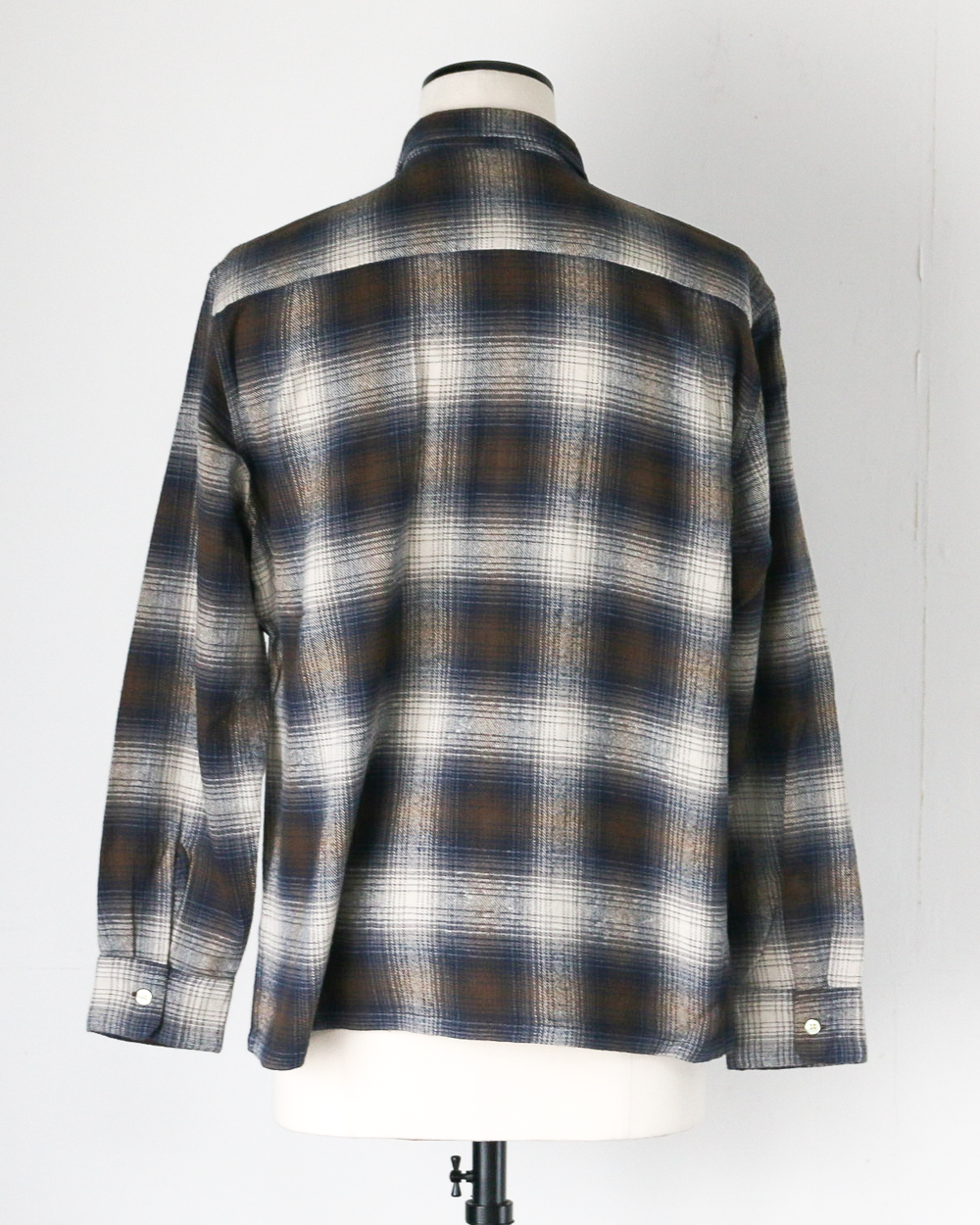 TOWN CRAFT タウンクラフト tc24f018 Flannel Check Loop Collar Shirt Brown