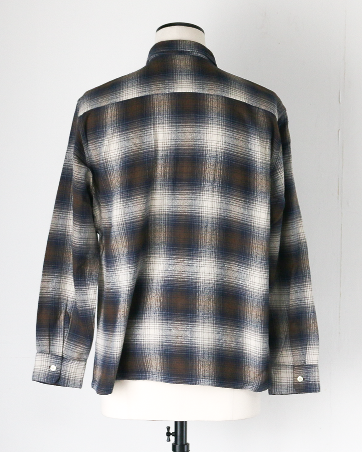TOWN CRAFT タウンクラフト tc24f018 Flannel Check Loop Collar Shirt Brown