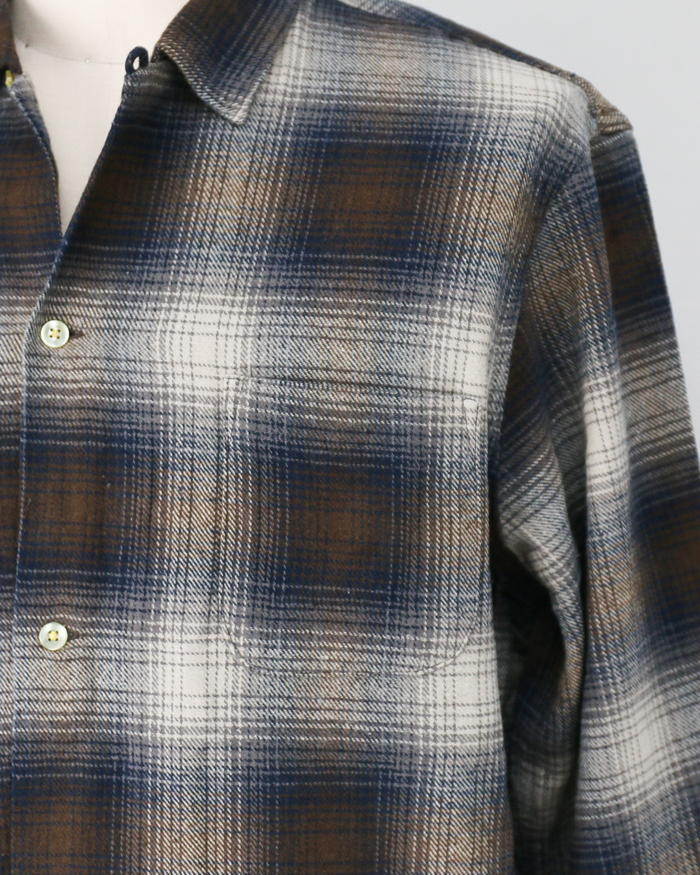 TOWN CRAFT タウンクラフト tc24f018 Flannel Check Loop Collar Shirt Brown