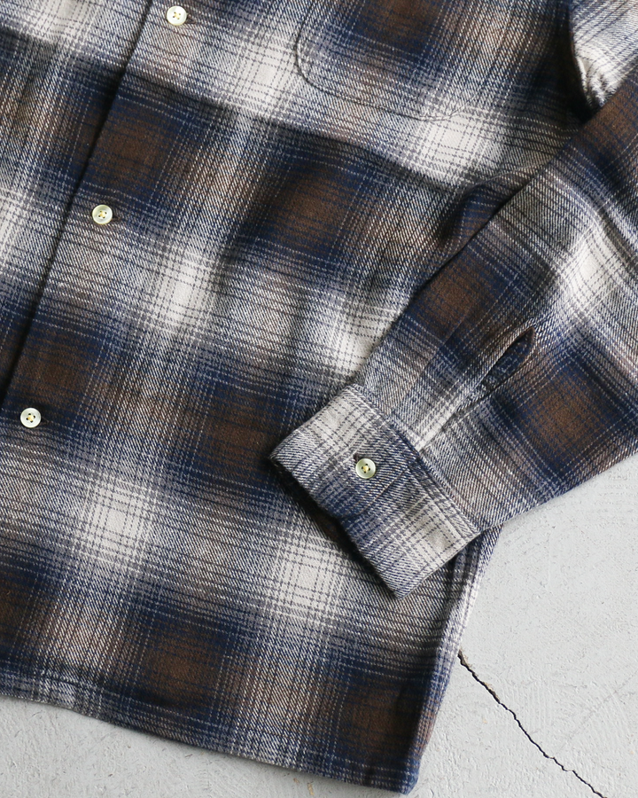 TOWN CRAFT タウンクラフト tc24f018 Flannel Check Loop Collar Shirt Brown