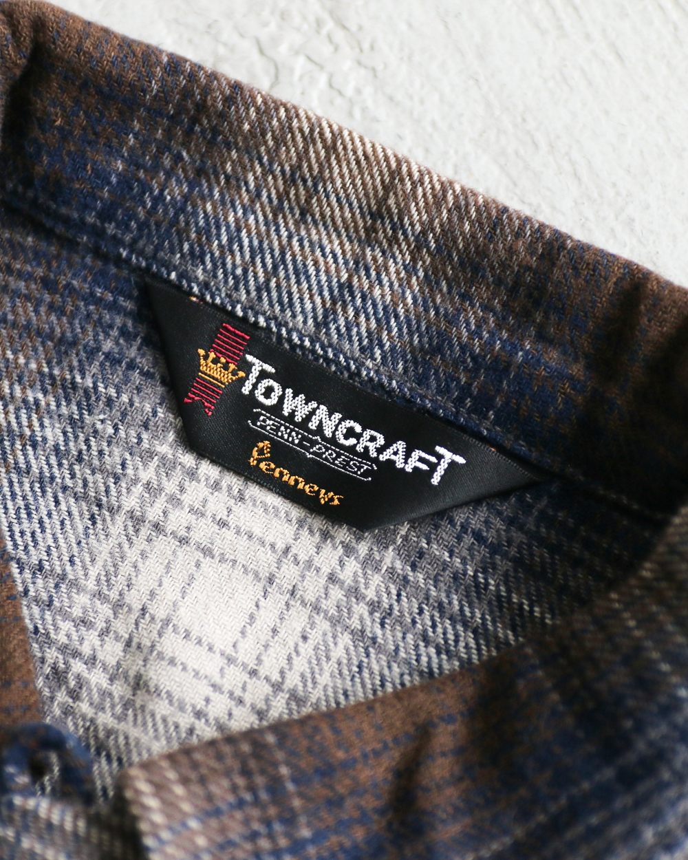 TOWN CRAFT タウンクラフト tc24f018 Flannel Check Loop Collar Shirt Brown