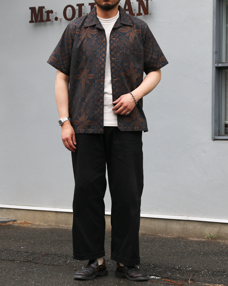 CORONA CS097 - FRENCH CAFE SHIRT S/S / Charcoal Grey × Brown