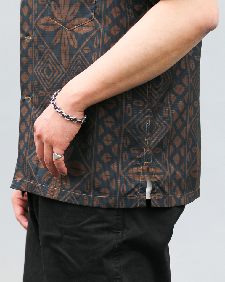 CORONA CS097 - FRENCH CAFE SHIRT S/S / Charcoal Grey × Brown
