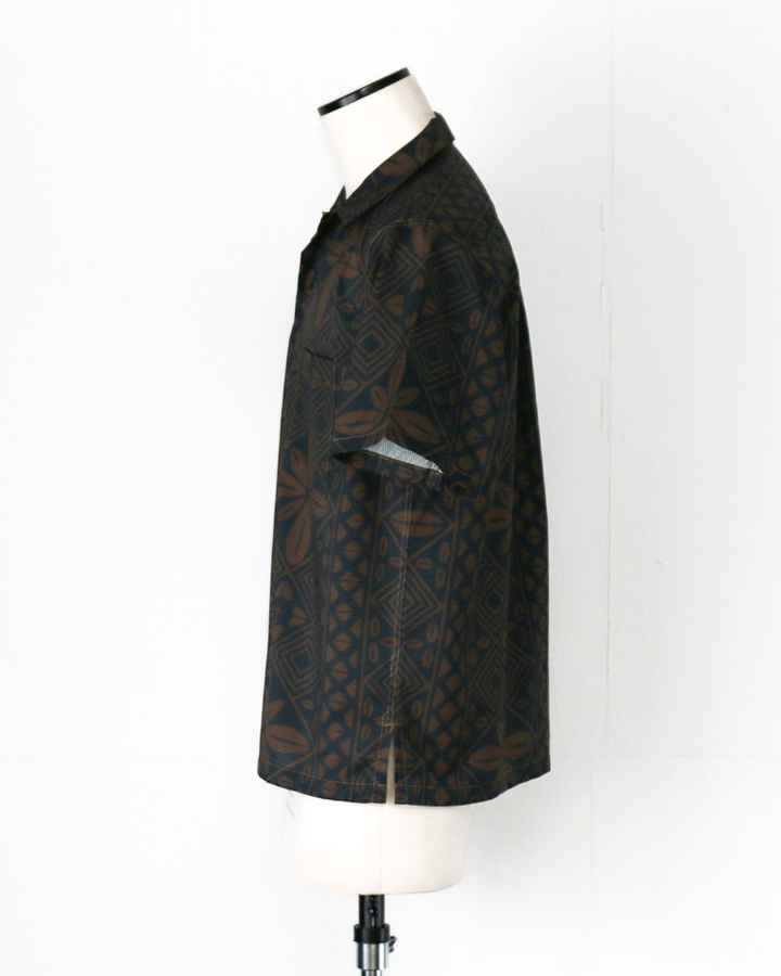 CORONA CS097 - FRENCH CAFE SHIRT S/S / Charcoal Grey × Brown