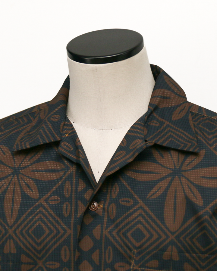 CORONA CS097 - FRENCH CAFE SHIRT S/S / Charcoal Grey × Brown