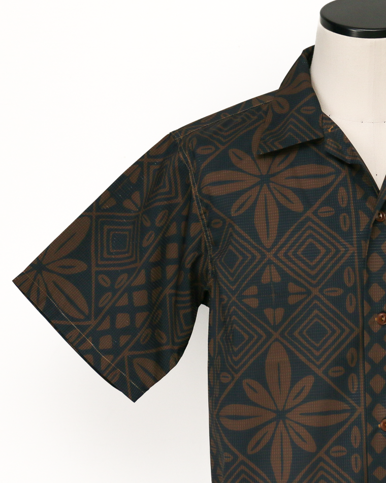 CORONA CS097 - FRENCH CAFE SHIRT S/S / Charcoal Grey × Brown