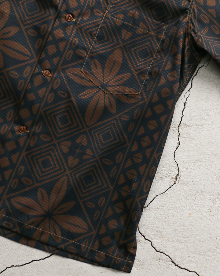 CORONA CS097 - FRENCH CAFE SHIRT S/S / Charcoal Grey × Brown