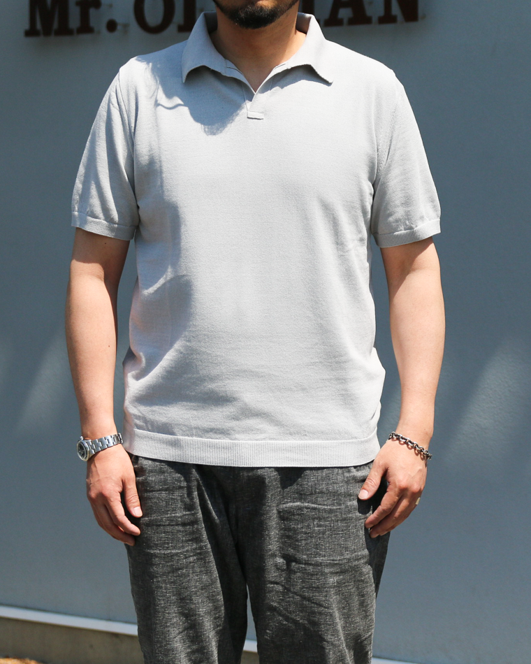 MOON CASTLE IC5 Ice Cotton Skipper Polo Neck Light Gray
