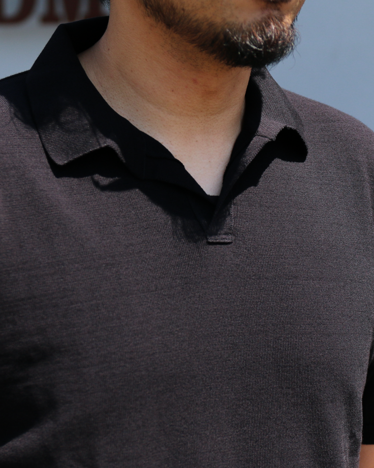 MOON CASTLE IC5 Ice Cotton Skipper Polo Neck Black