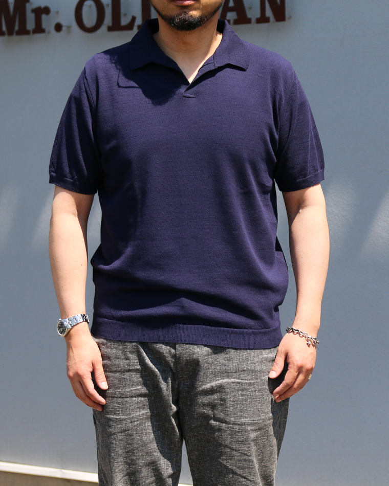 MOON CASTLE IC5 Ice Cotton Skipper Polo Neck Navy