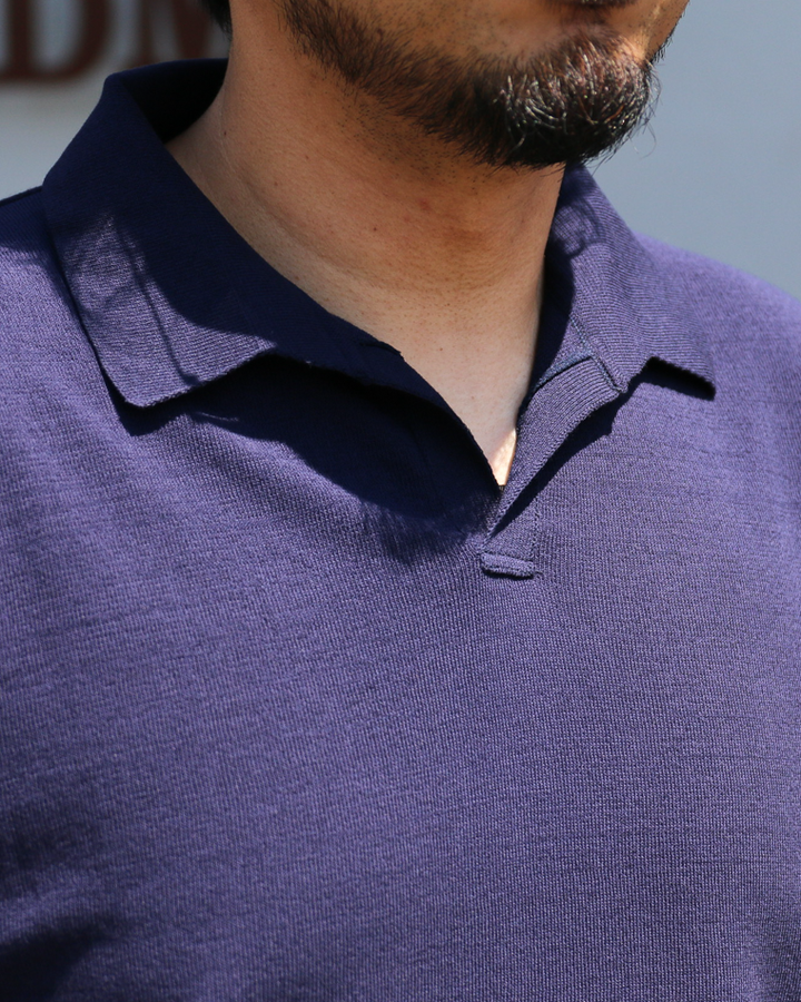 MOON CASTLE IC5 Ice Cotton Skipper Polo Neck Navy