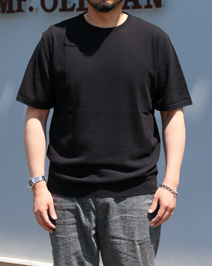 MOON CASTLE IC13 Ice Cotton RELAX CREW NECK Black