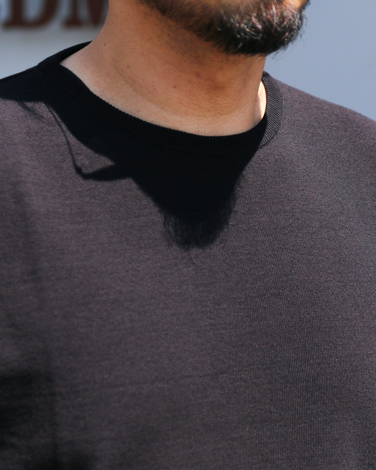 MOON CASTLE IC13 Ice Cotton RELAX CREW NECK Black