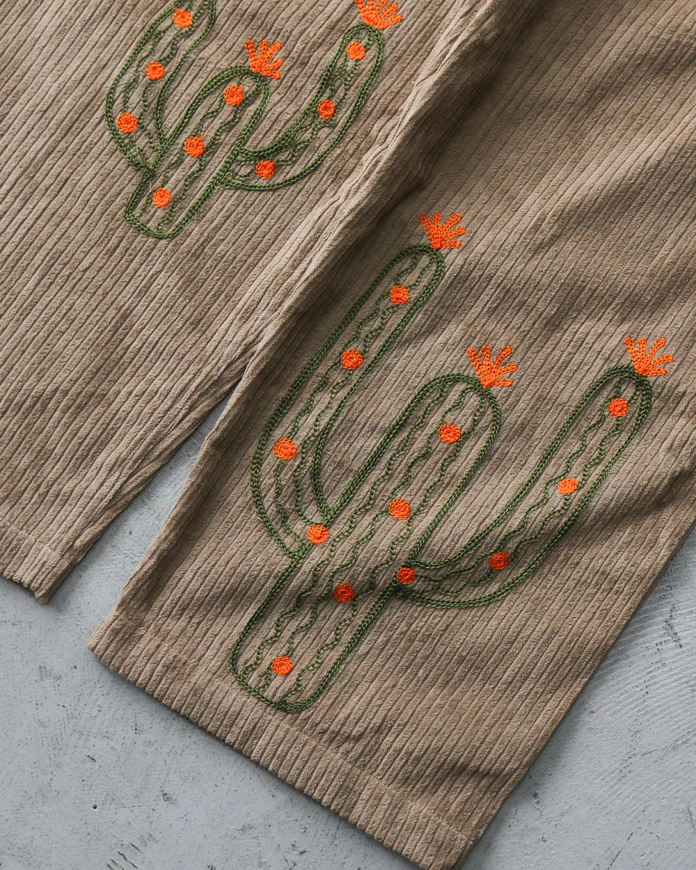 Mr.OLDMAN × JAWANDI ジャワンディ Cactus Embroidery Corduroy Santai Pants