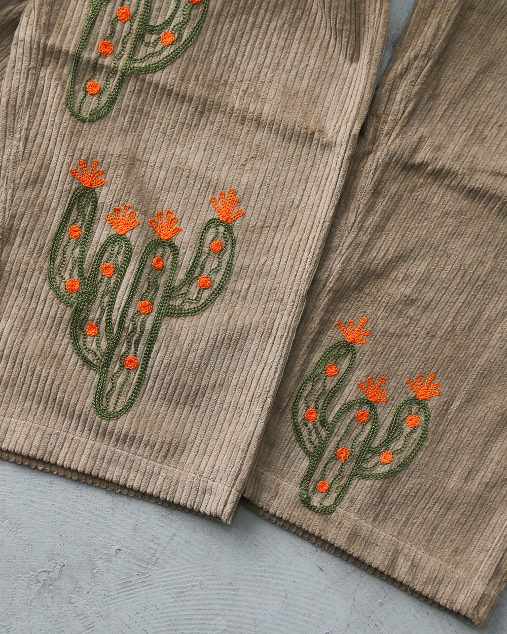 Mr.OLDMAN × JAWANDI ジャワンディ Cactus Embroidery Corduroy Santai Pants